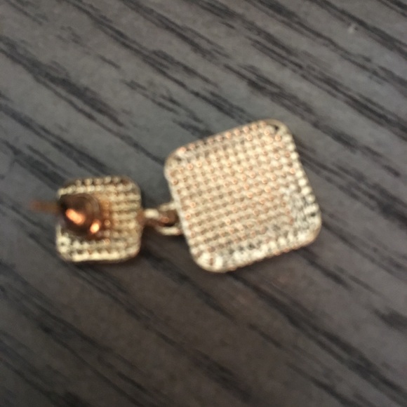 Black Square Geometric Pavé Earrings - Picture 7 of 7